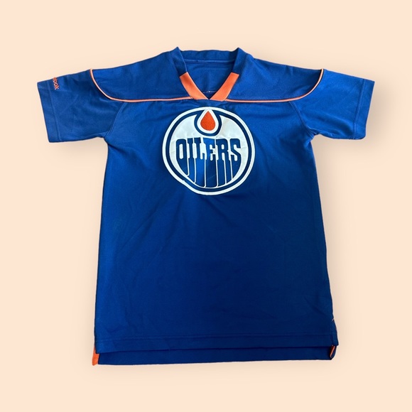 Boys NHL Short Sleeve Oilers Hockey Shirt - Picture 1 of 9